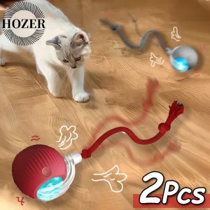 2Pcs Cat Rechargeable Interactive Ball Toys that Imitate a Mouse