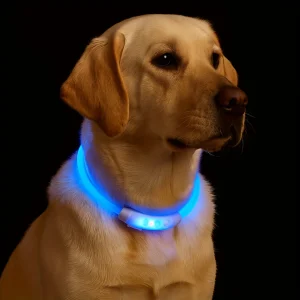 Adjustable USB Rechargeable 3 Mode LED Collar for Night Walking Safe Reflective Pet Collar