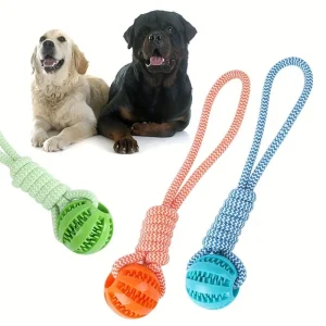 Interactive Chew Toy Tug Rope with Treat Dispenser Ball