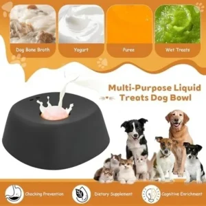 Anti-Choking Slow Feeder Bowl Non-Slip 3/4 Cup - Lick Toy for Liquid Treats Bone Broth Yogurt