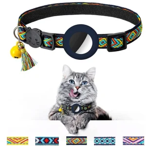 Adjustable Airtag Pet Collar With Bell