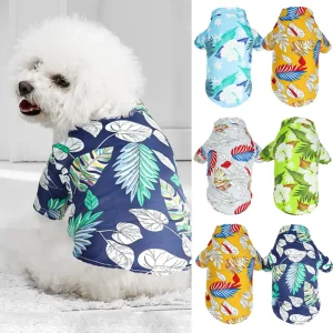 Hawaiian Style Leaf Printed Beach Shirts for Puppy Small Large Cat Dog