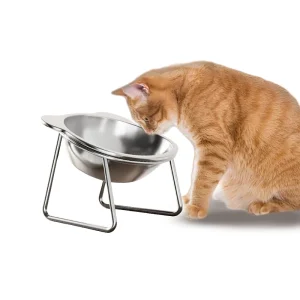 Elevated Cat Food & Water Bowl – Stainless Steel with Stand