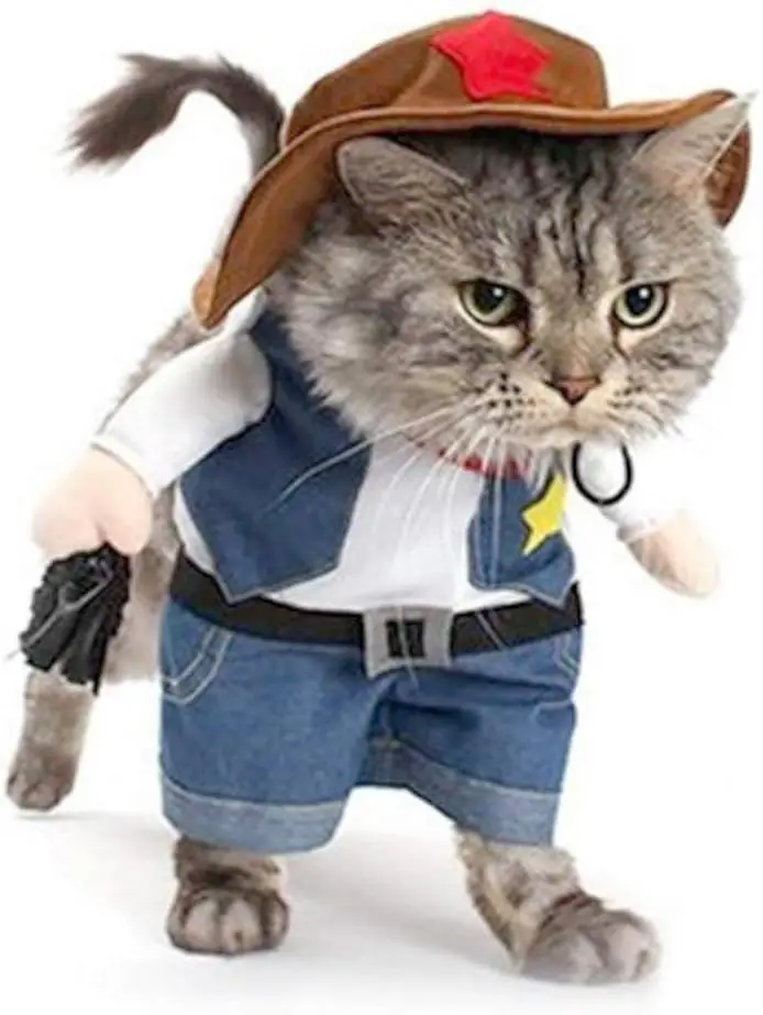 Funny Pet Cowboy Halloween Costume for Cat or small dog - Image 1