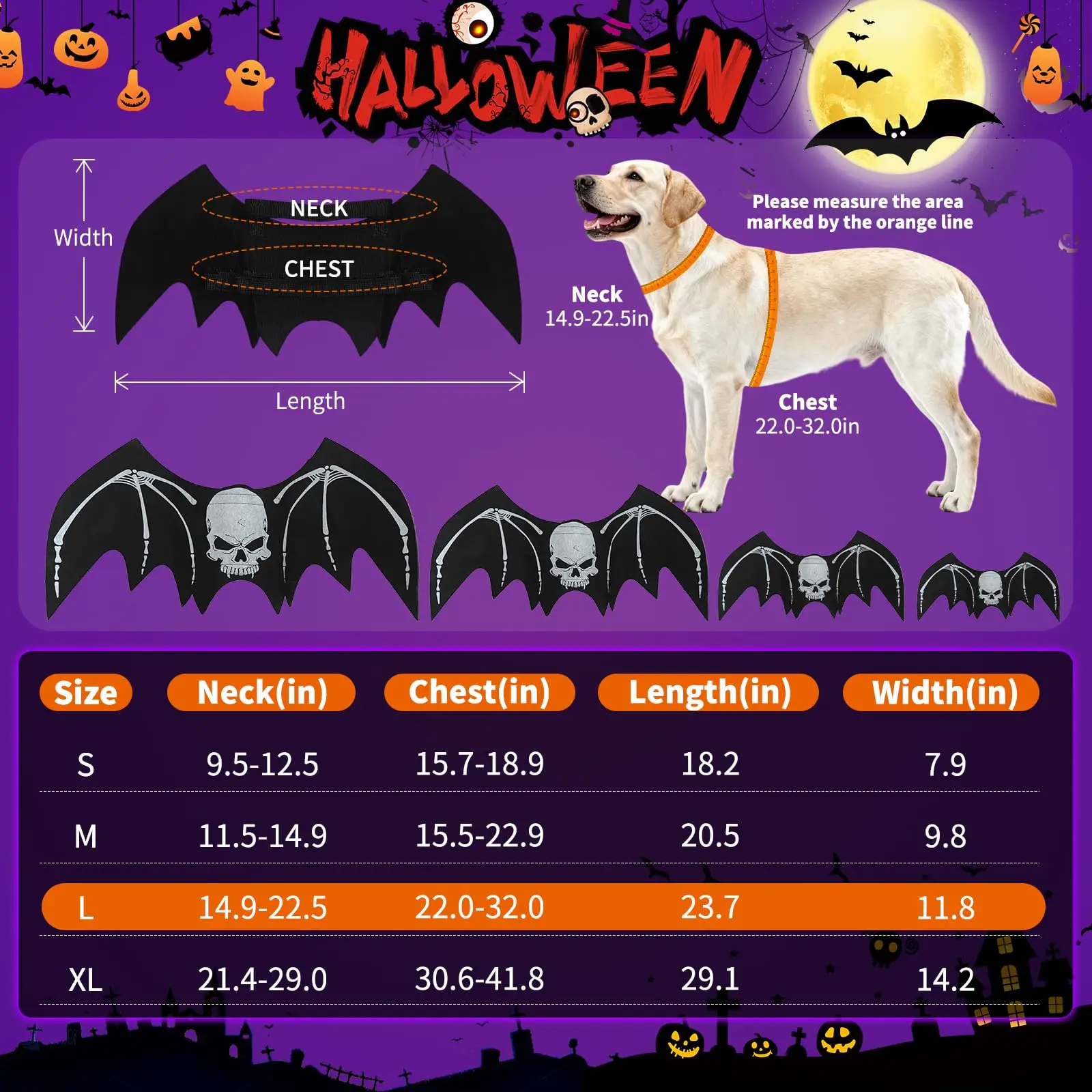 Halloween Bat Wing Dog Costume - Image 3
