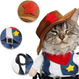 Funny Pet Cowboy Halloween Costume for Cat or small dog - Thumbnail Image 2
