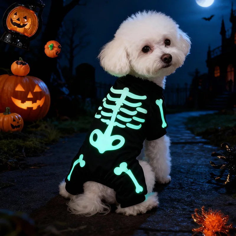 Glow Skeleton Dog Jumpsuit - Image 1